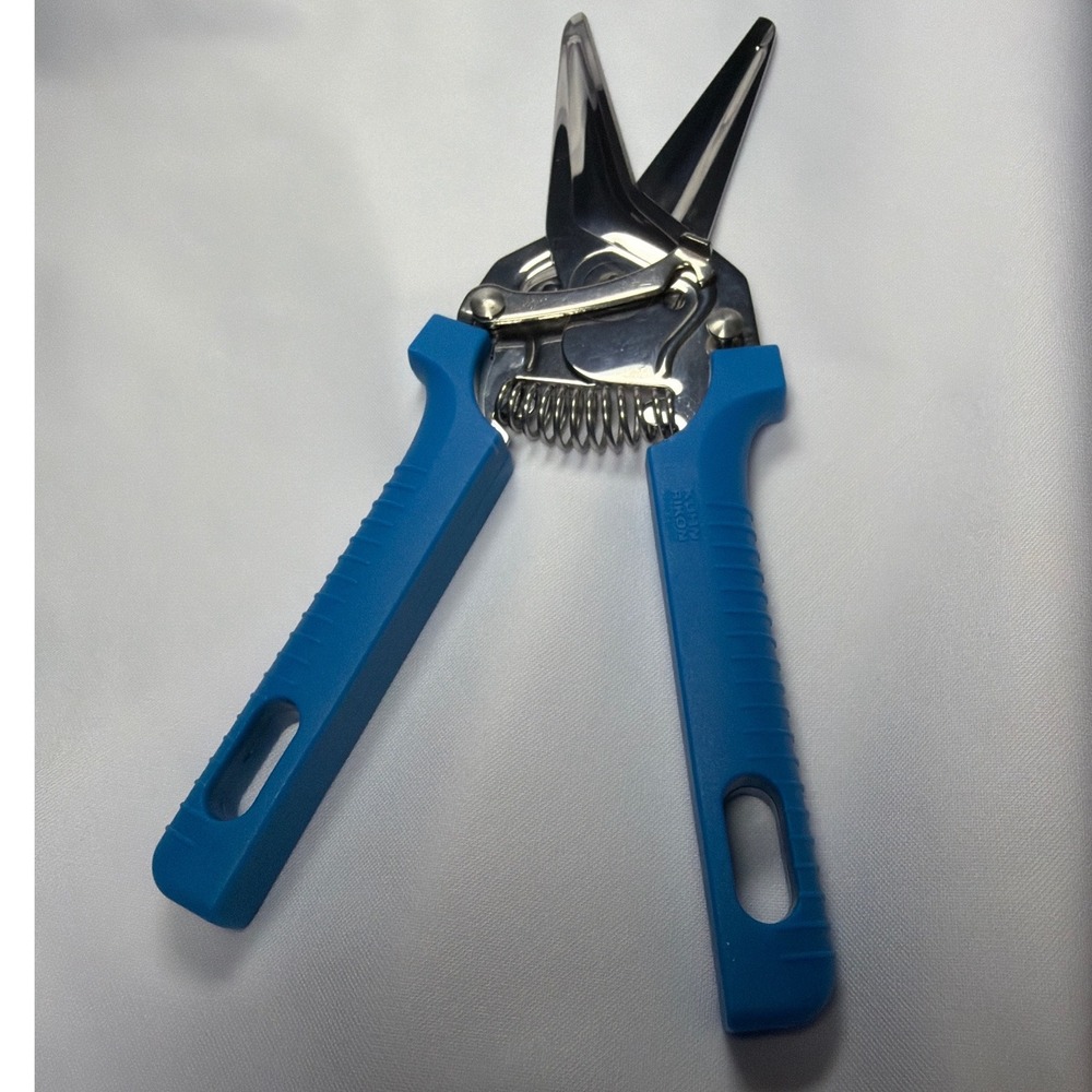Kuhn Rikon Swiss Design Spring Loaded Snips Blue Stainless Steel 8.5"